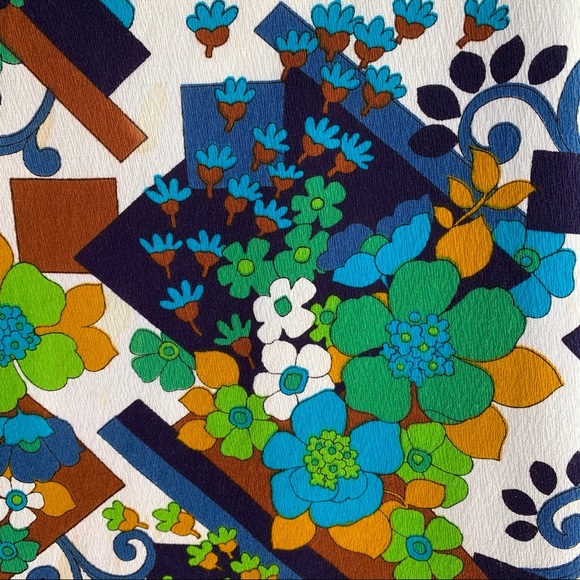 🌺 Vintage Hawaiian Barkcloth Dress Mod Print Tiki 🌺 - Picture 13 of 13